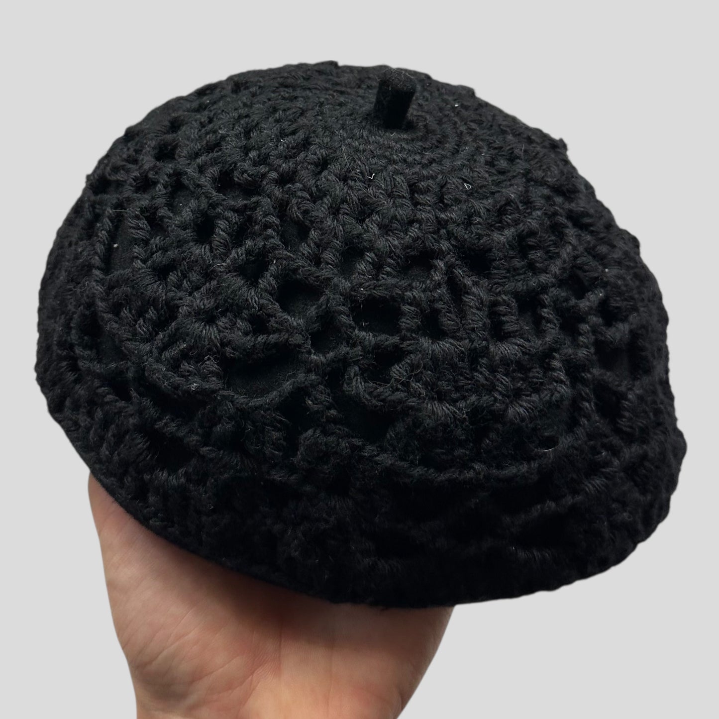 Prada AW05 Crochet Alpaca Wool Beret Hat - M