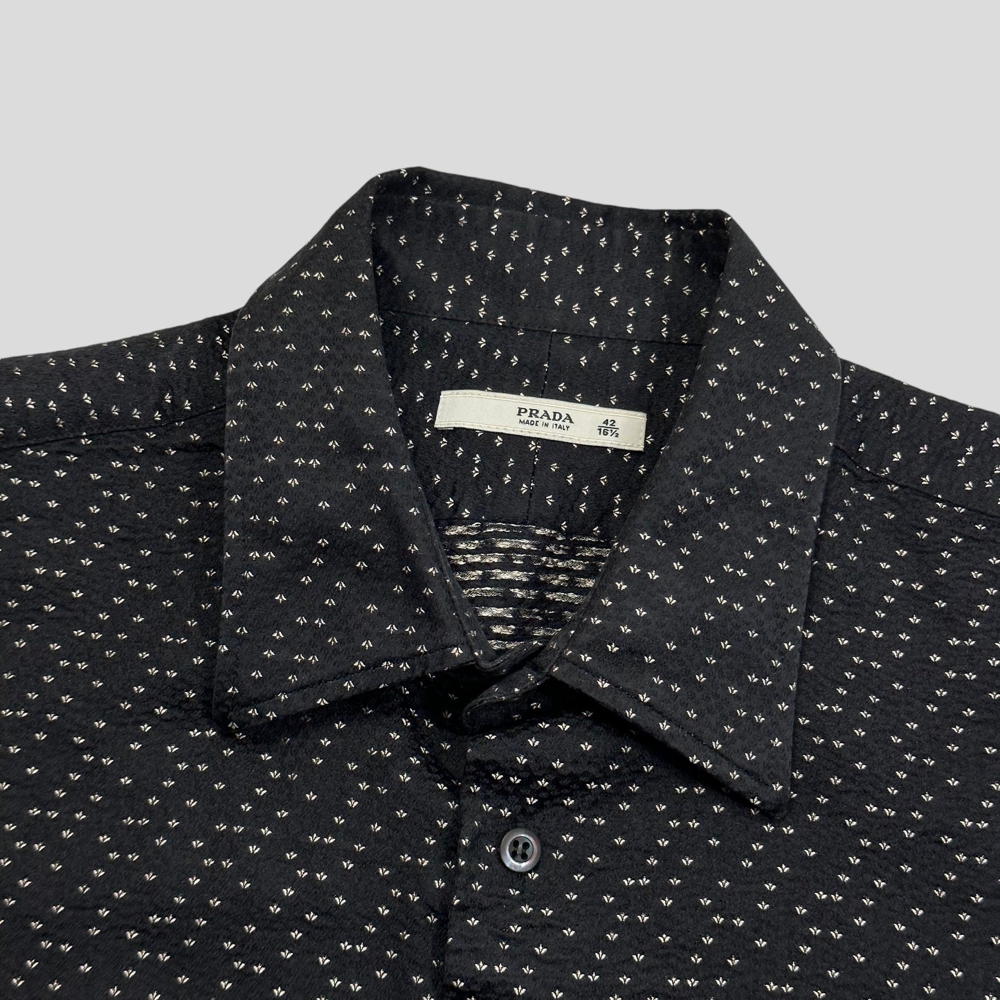 Prada Milano 00’s Textured Print Silk Shirt - M