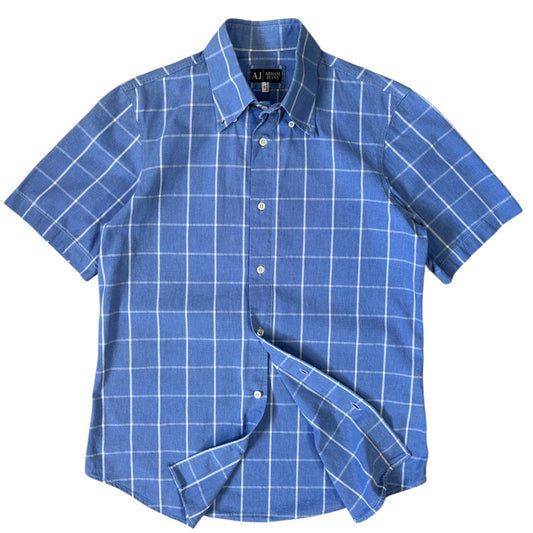 Armani Jeans 00’s Checkered Short Sleeve Shirt M | Medium, Blue
