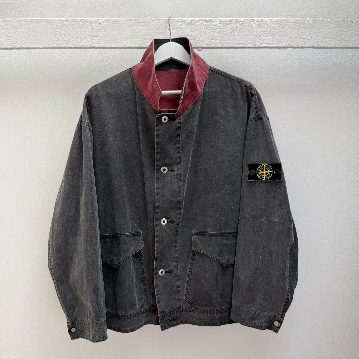 90’s Stone Island Reversible Tela Stella Jacket (L) | Large, Burgundy