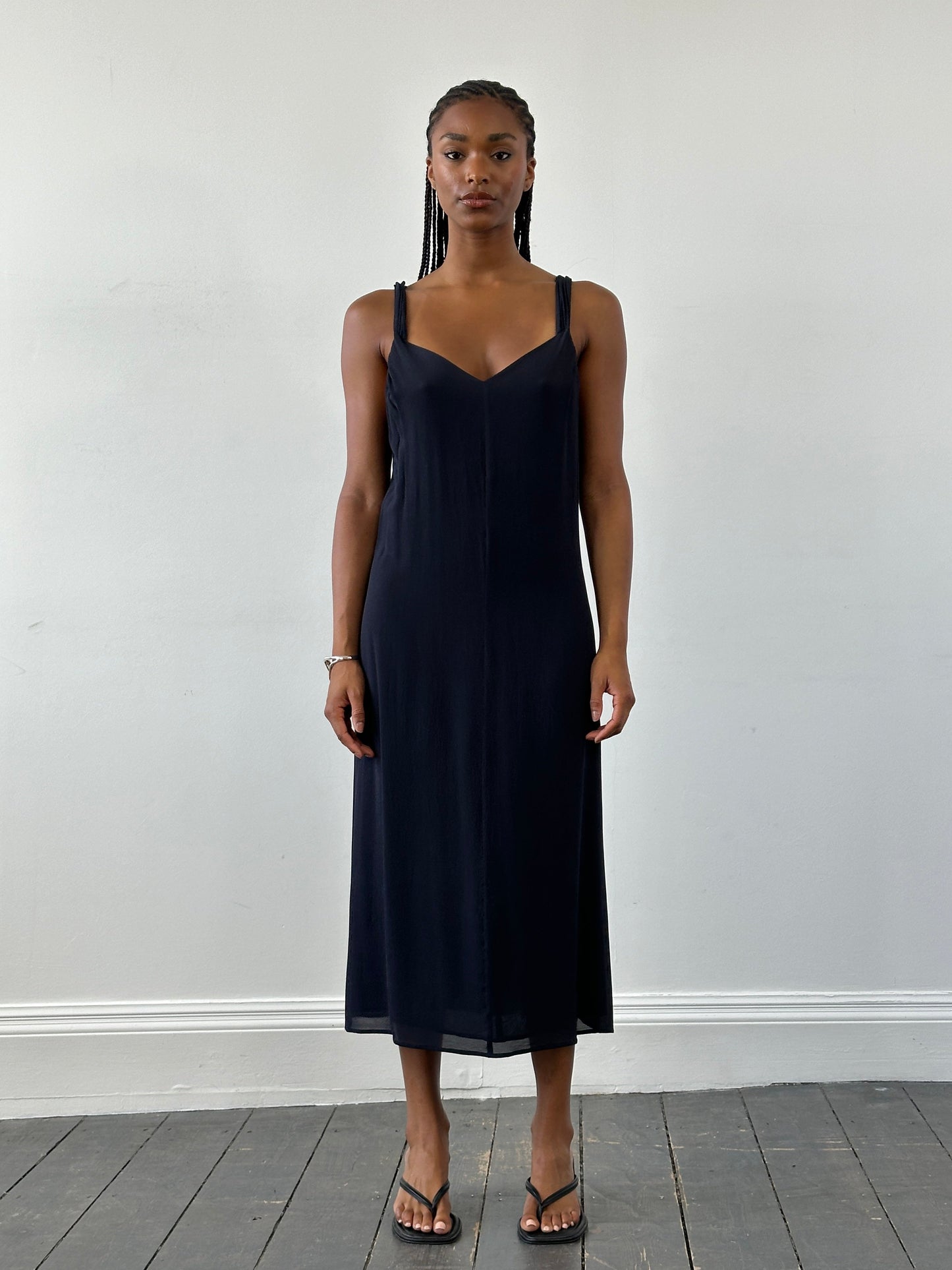 Max Mara Pure Silk V Neck Maxi Dress - M