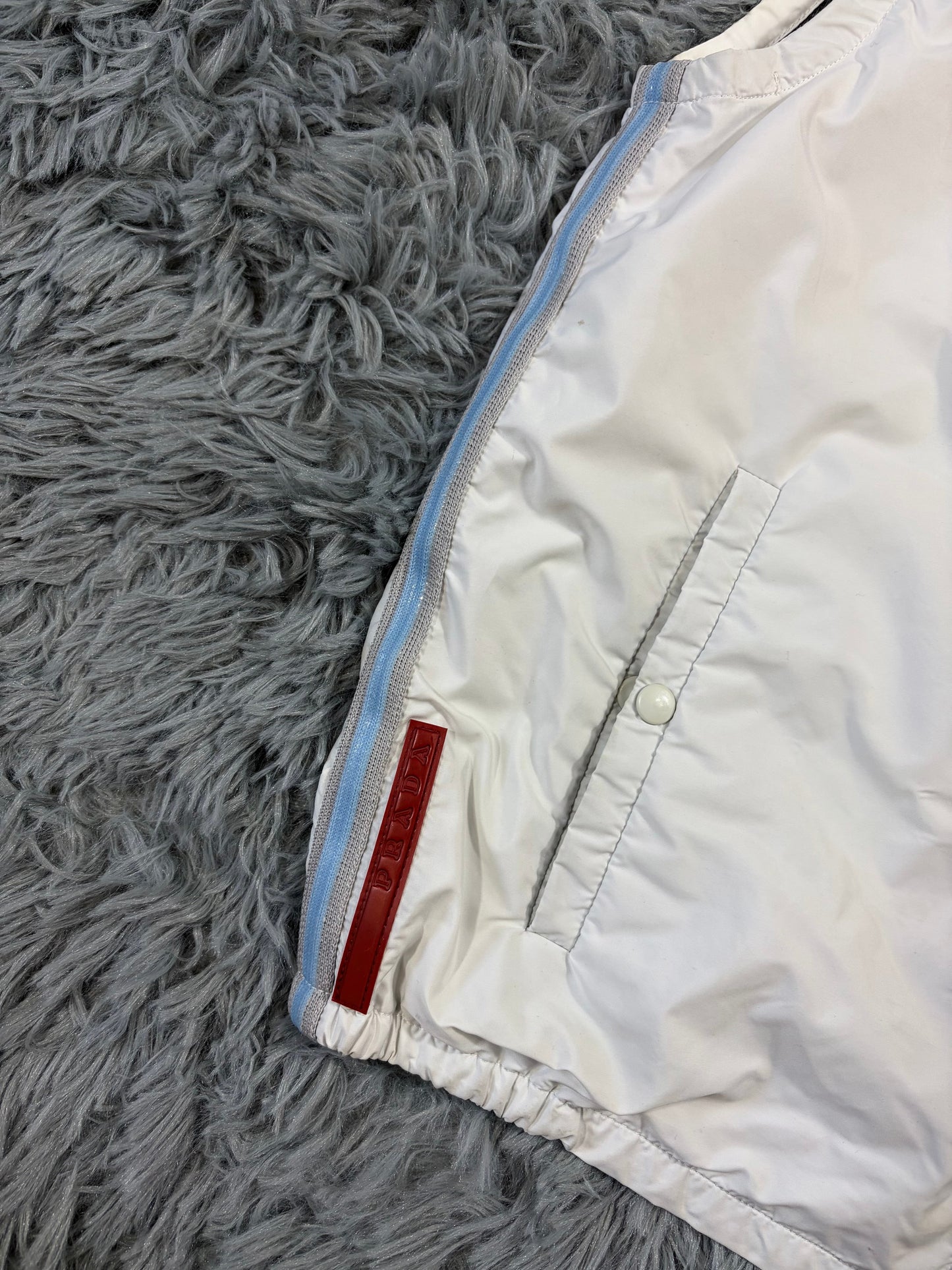 Prada Sport SS00 Gel Seam White Nylon Hooded Gilet Jacket - S | O/S, Multicoloured