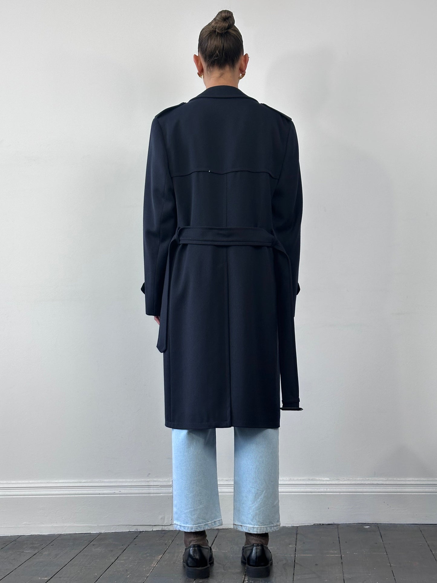 Vintage New Wool Twill Belted Trench Coat - XL