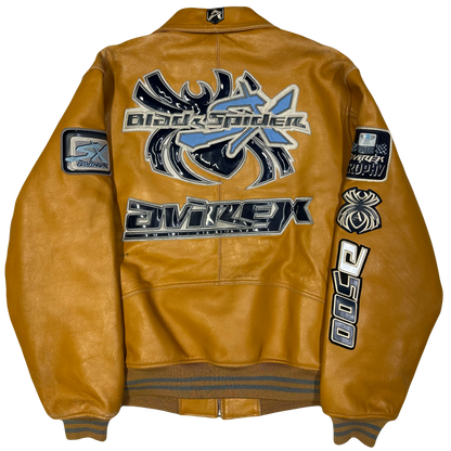 Avirex Black Spider Leather Jacket In Brown ( M )