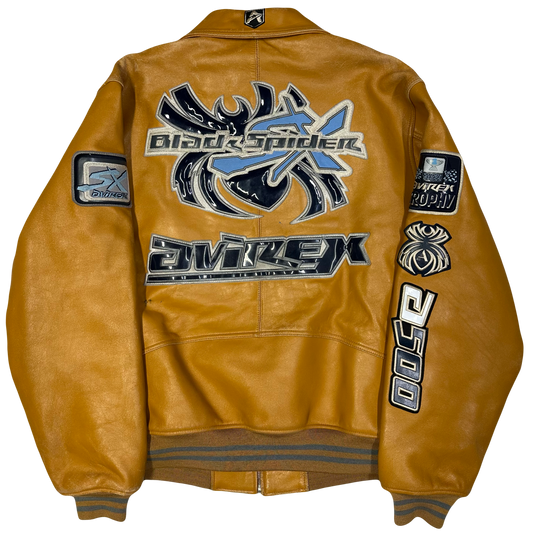 Avirex Black Spider Leather Jacket In Brown ( M )