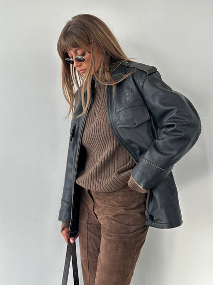 Vintage 1990s Aged Leather Jacket - M/L