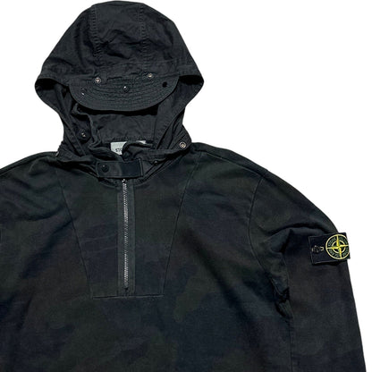 Stone Island 1/4 Zip Pullover Camo Hoodie with built in Cap