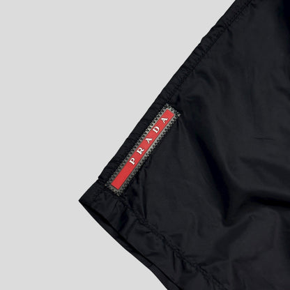 Prada Milano 2018 Black Nylon Red Tab Swim Shorts - IT48 (M)