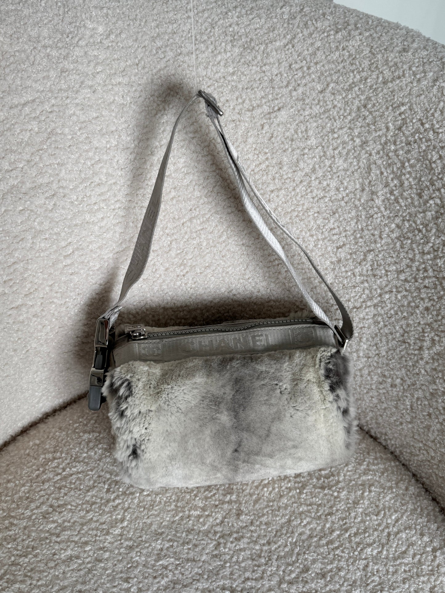 Vintage 2005/2006 Chanel Sport Lapin Fur Mini Duffle Shoulder Bag | O/S, Grey