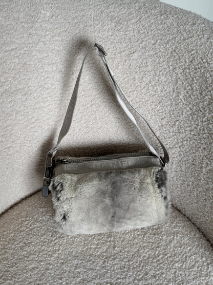 Vintage 2005/2006 Chanel Sport Lapin Fur Mini Duffle Shoulder Bag | O/S, Grey