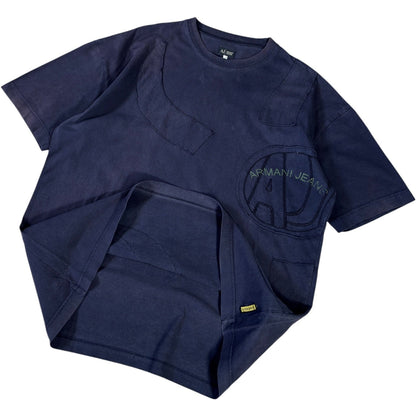 Armani Jeans 00’s Raw Stitch T Shirt L | Large, Navy