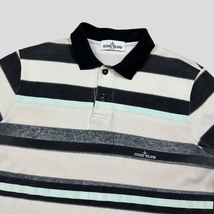 Stone Island SS13 Mint Logo Striped Polo Shirt - L (M)