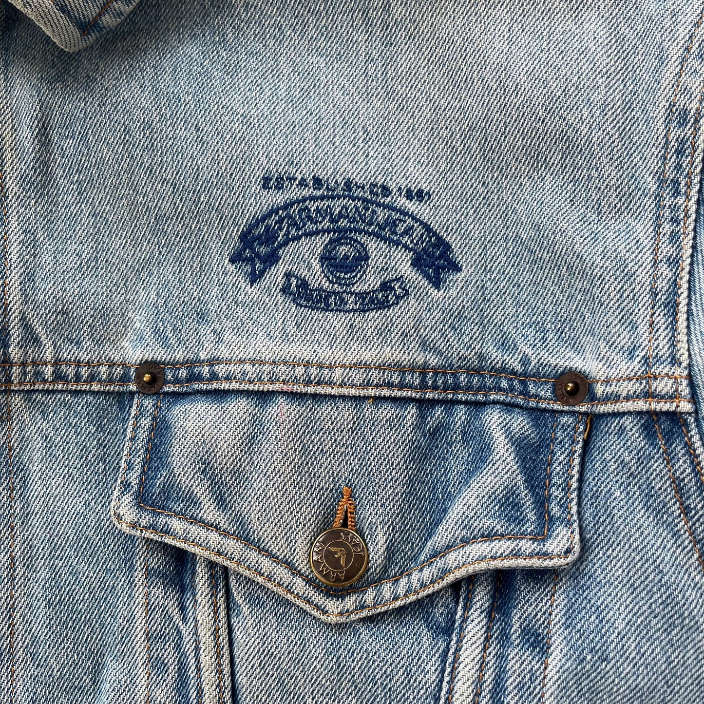 1990s armani jeans loose fit denim trucker jacket | Blue, Light Blue