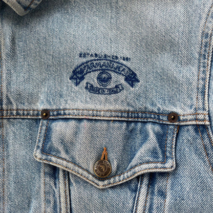 1990s armani jeans loose fit denim trucker jacket | Blue, Light Blue