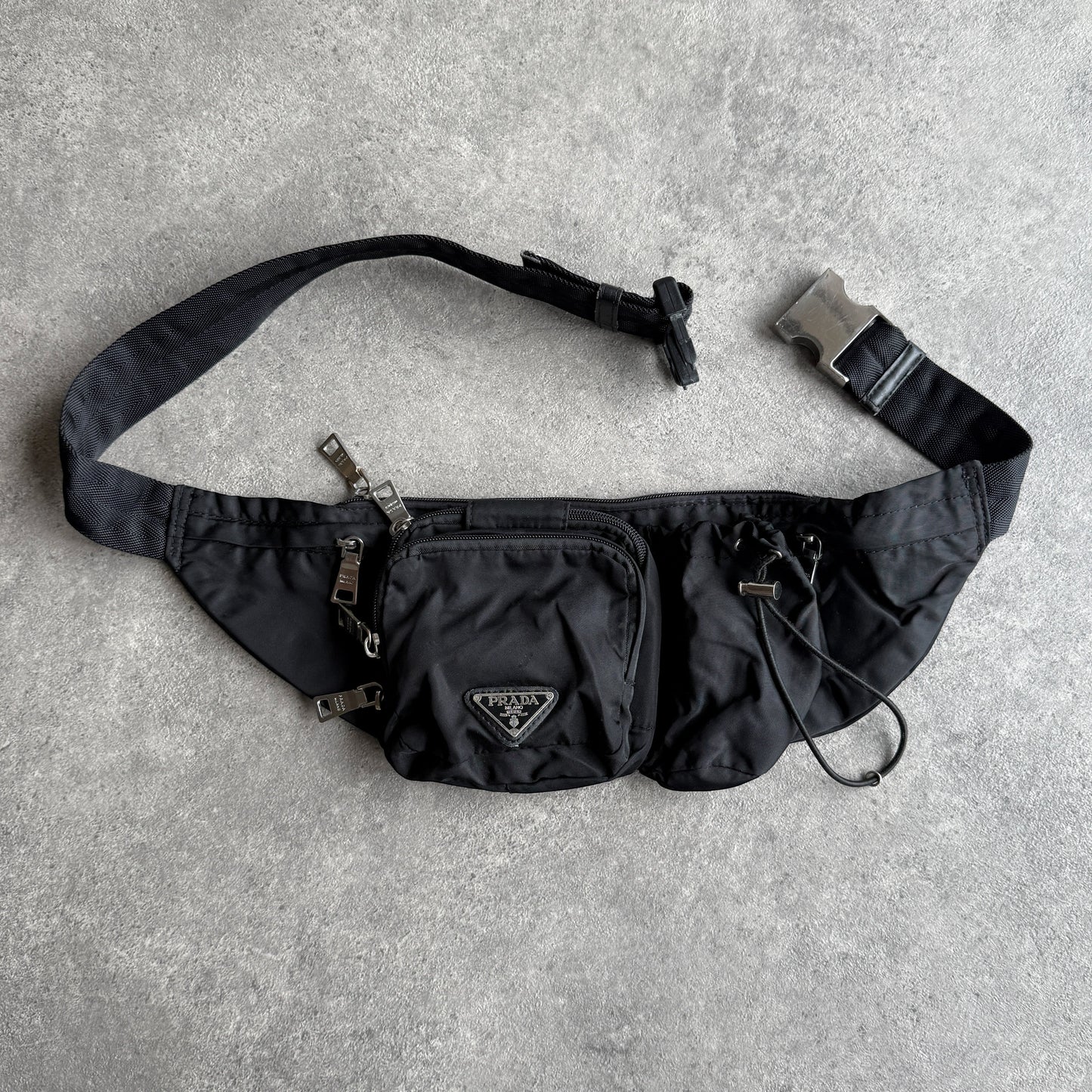 Prada 2000s technical cross body nylon bag (13”x6”)