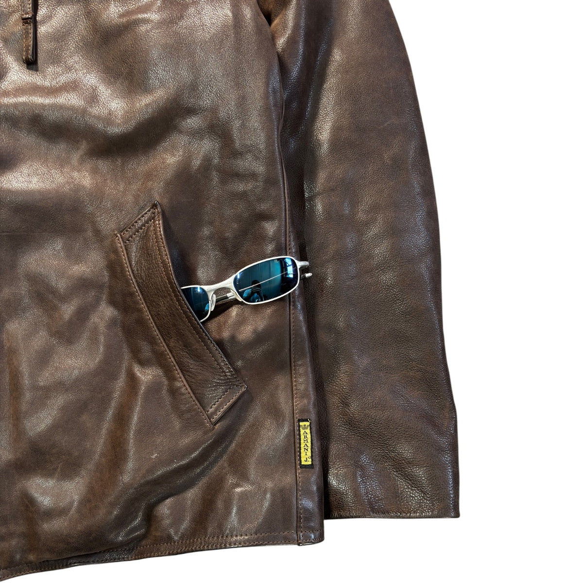 Armani Jeans 00’s Brown Leather Jacket XL | XL, Multicoloured