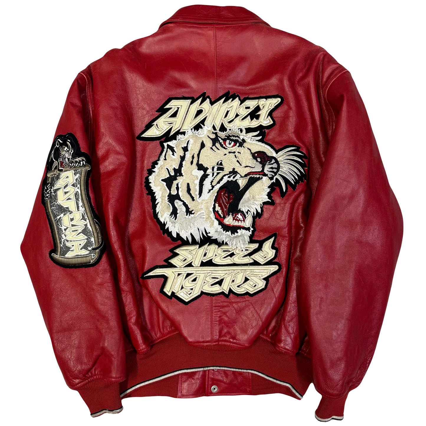 Avirex Speed Tigers Leather Jacket In Red ( S )