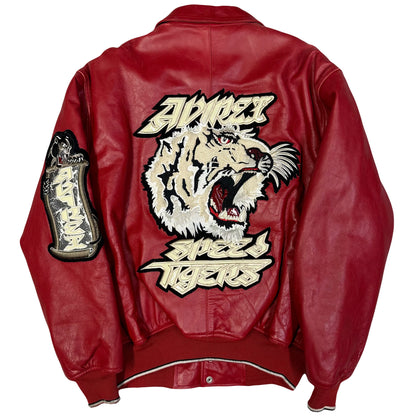 Avirex Speed Tigers Leather Jacket In Red ( S )