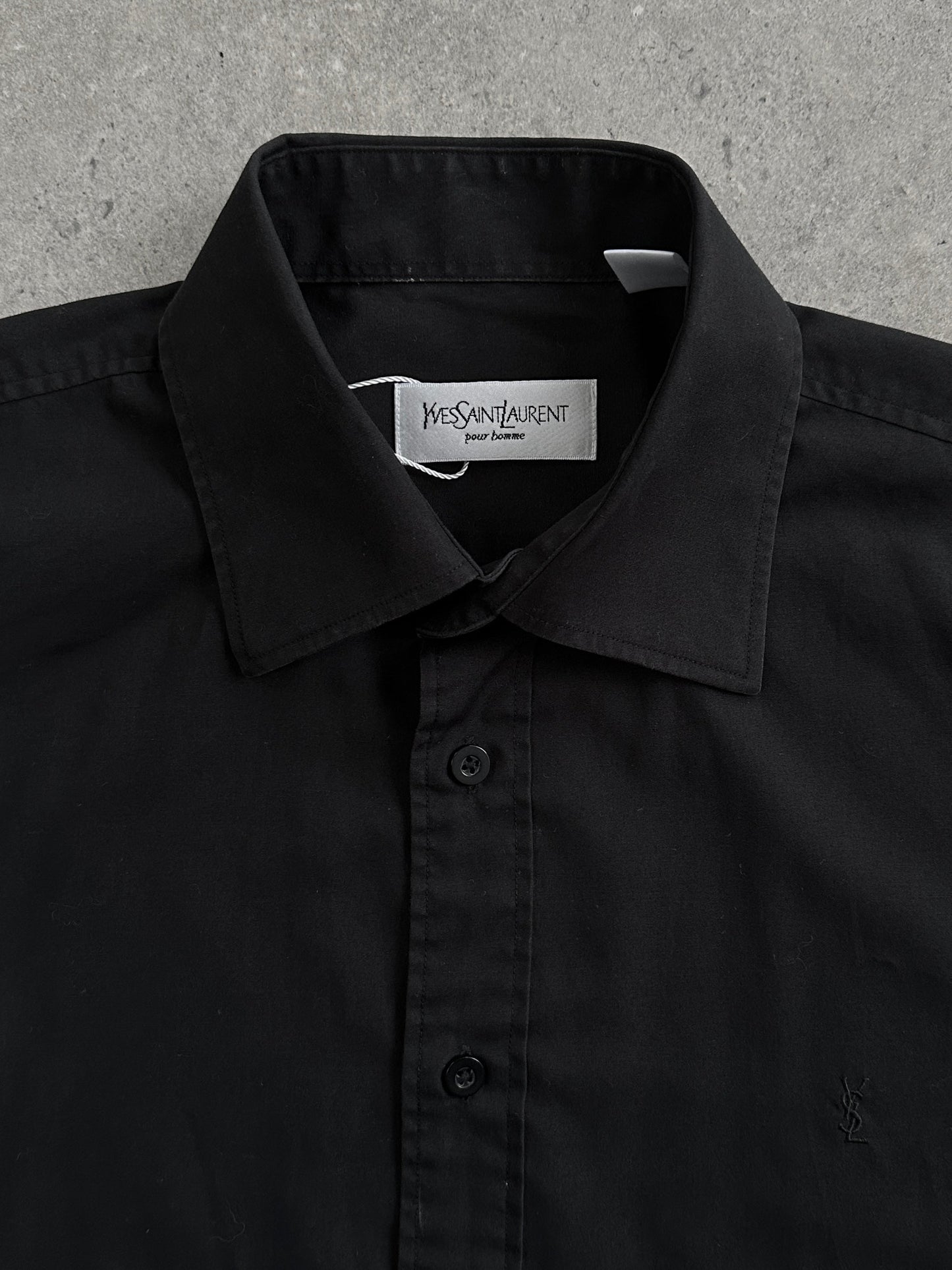Yves Saint Laurent Pour Homme 2000s Cotton Logo Dress Shirt - L