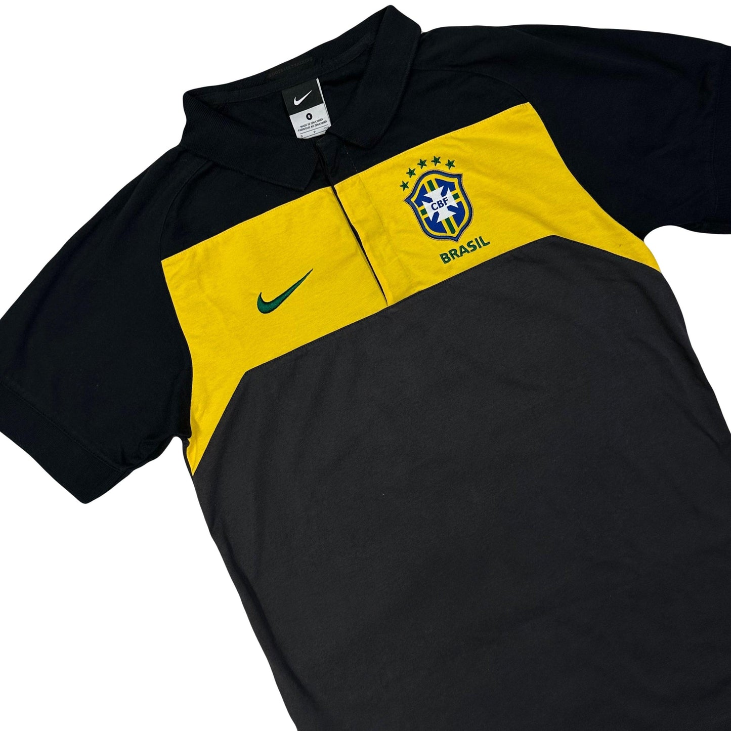 Nike Brazil 2010/11 Polo In Black & Yellow ( S ) - Known Source