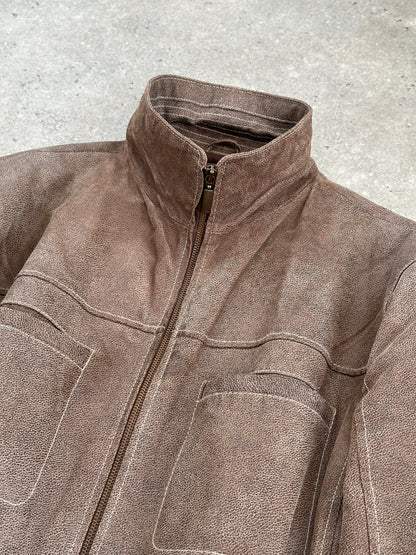 Vintage Textured Leather Jacket - XL