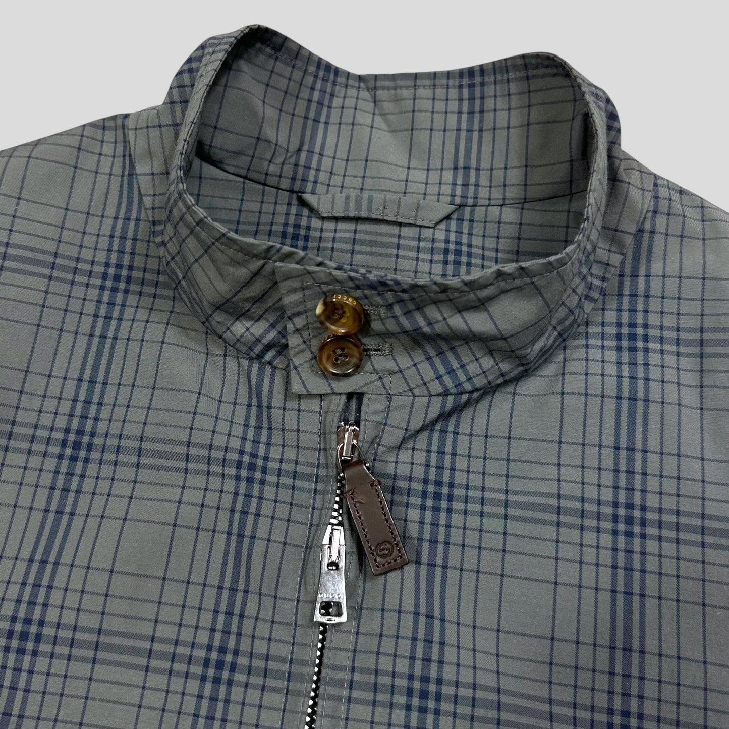 Gucci 2013 Grid Plaid Leather Horsebit Harrington Jacket - M | Default Title, Blue