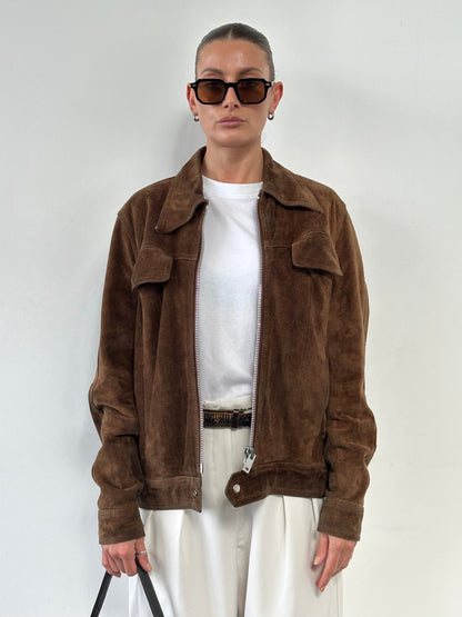 Vintage Dagger Collar Suede Jacket - L