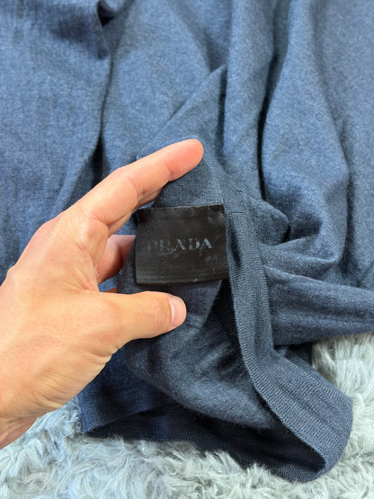 Prada 2015 Blue Marl Lightweight Cotton Knit - S | O/S, Blue