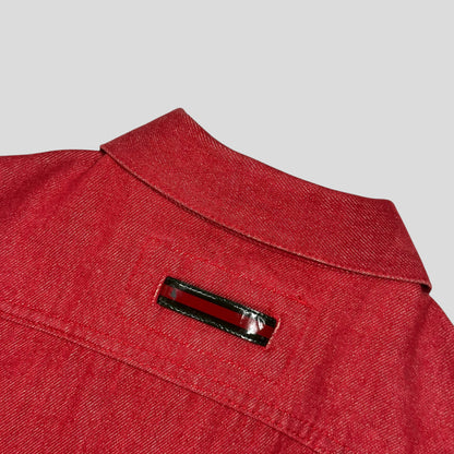 Gucci by Tom Ford 1999 Red Denim Cropped Front Drop Jacket - IT42
