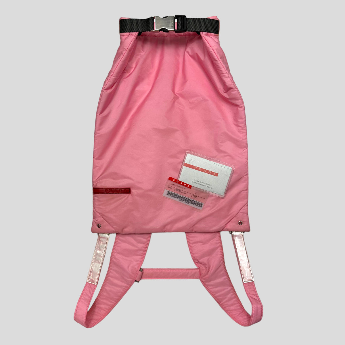Prada Sport SS99 Baby Pink 3m Nylon Bucket Backpack + Cards & Dustbag | O/S