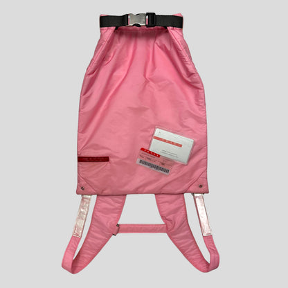 Prada Sport SS99 Baby Pink 3m Nylon Bucket Backpack + Cards & Dustbag | O/S