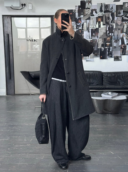 Armani Collezioni 2000s Wool Fur Collar Coat - L