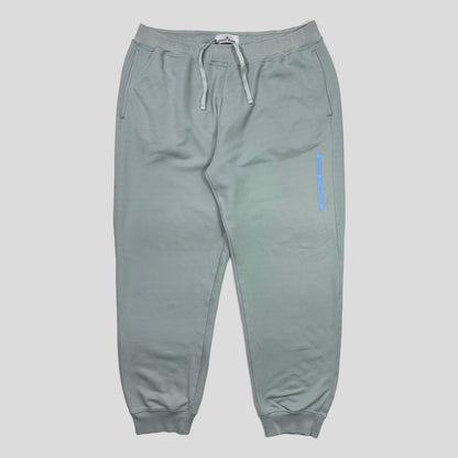 Stone Island AW22 Micrographic Spellout Logo Baby Blue Joggers - XL | XL, Blue