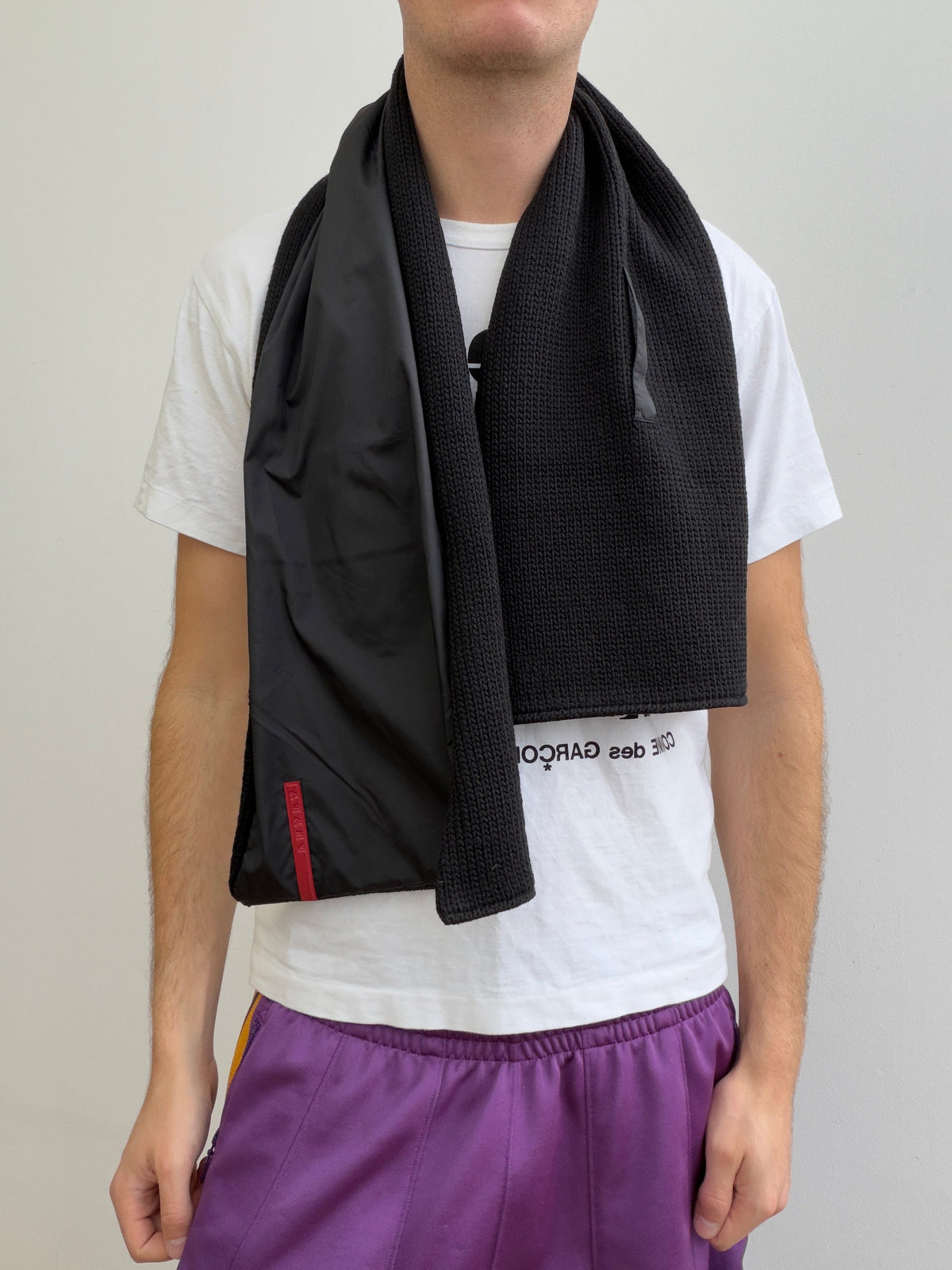 Prada Sport 00s Nylon & Wool Scarf | O/S, Black