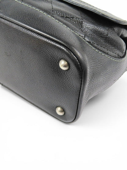 2000s Chanel Caviar Leather Black Matelasse Chain Shoulder Bag SHW | O/S, Black
