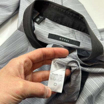 Gucci Striped Placket Cotton Longsleeve Shirt - M | Default Title, Grey