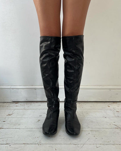 COSTUME NATIONAL RIDING BOOTS (EU 37.5) | DEFAULT TITLE, Black