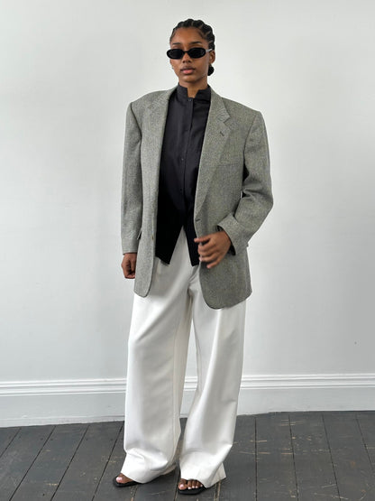 Burberry 1990s Herringbone Pure Wool Single Breasted Blazer - 42R/L