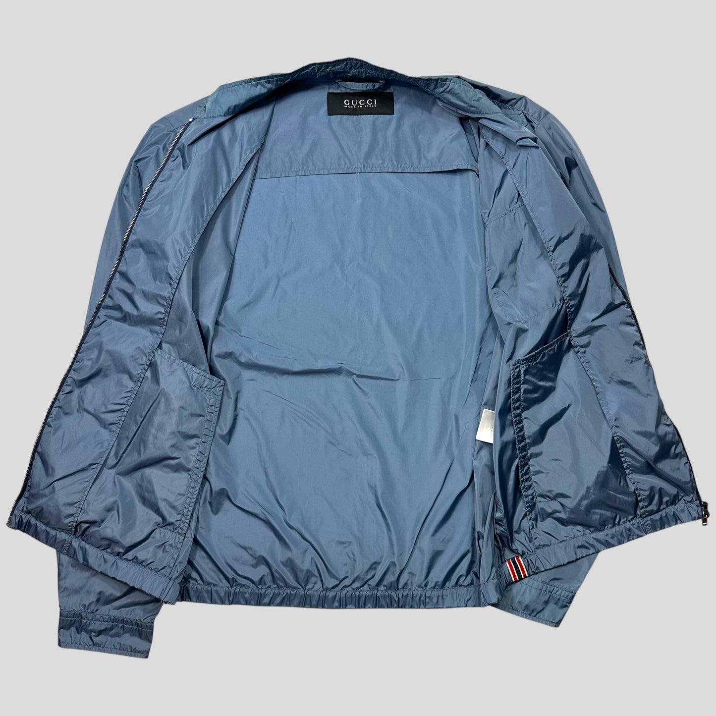 Gucci 2012 Baby Blue Stripe Seam Nylon Shimmer Jacket - IT52 (L) | Default Title, Blue