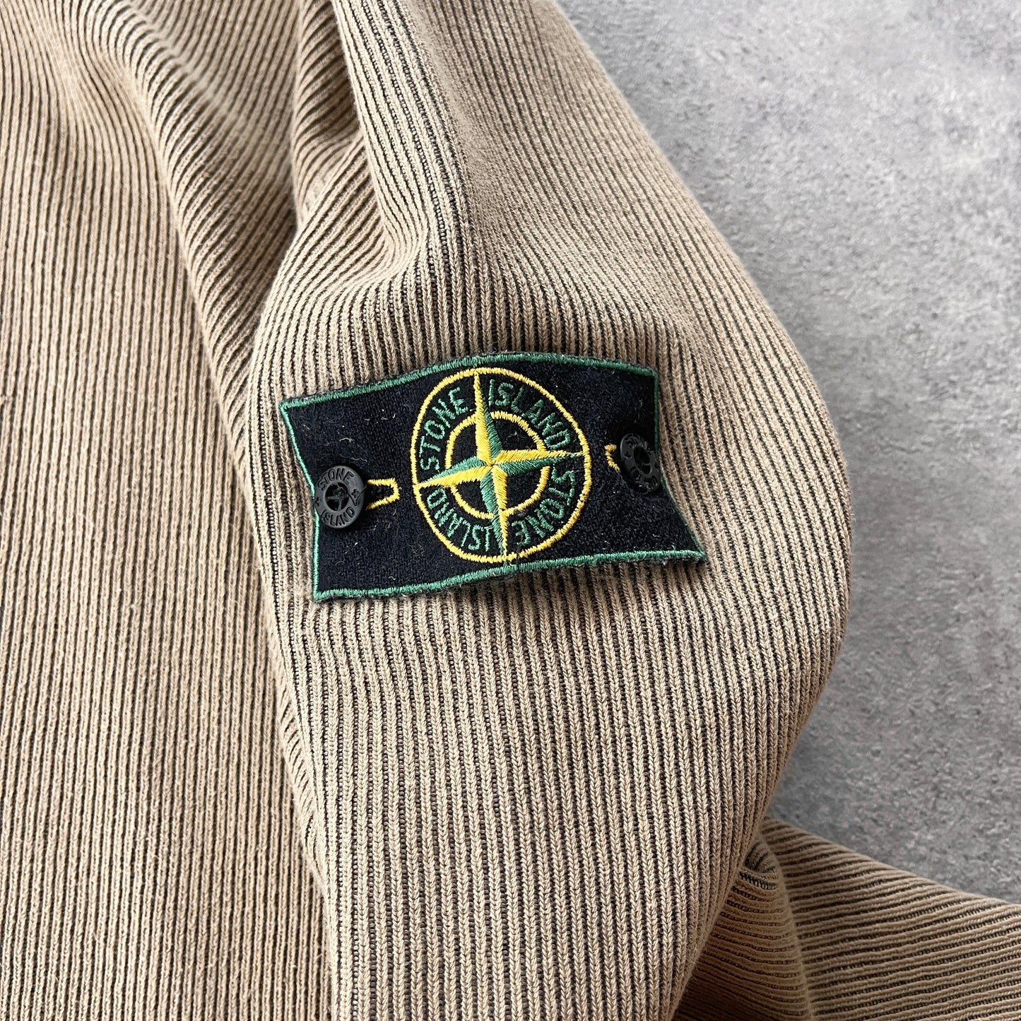 Stone Island RARE S/S 2002 mock neck ribbed sweatshirt (XL)