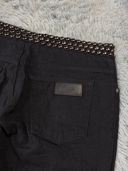 Gucci FW08 Runway Chrome Studded Rock n Roll Jeans - IT52 | O/S, Black