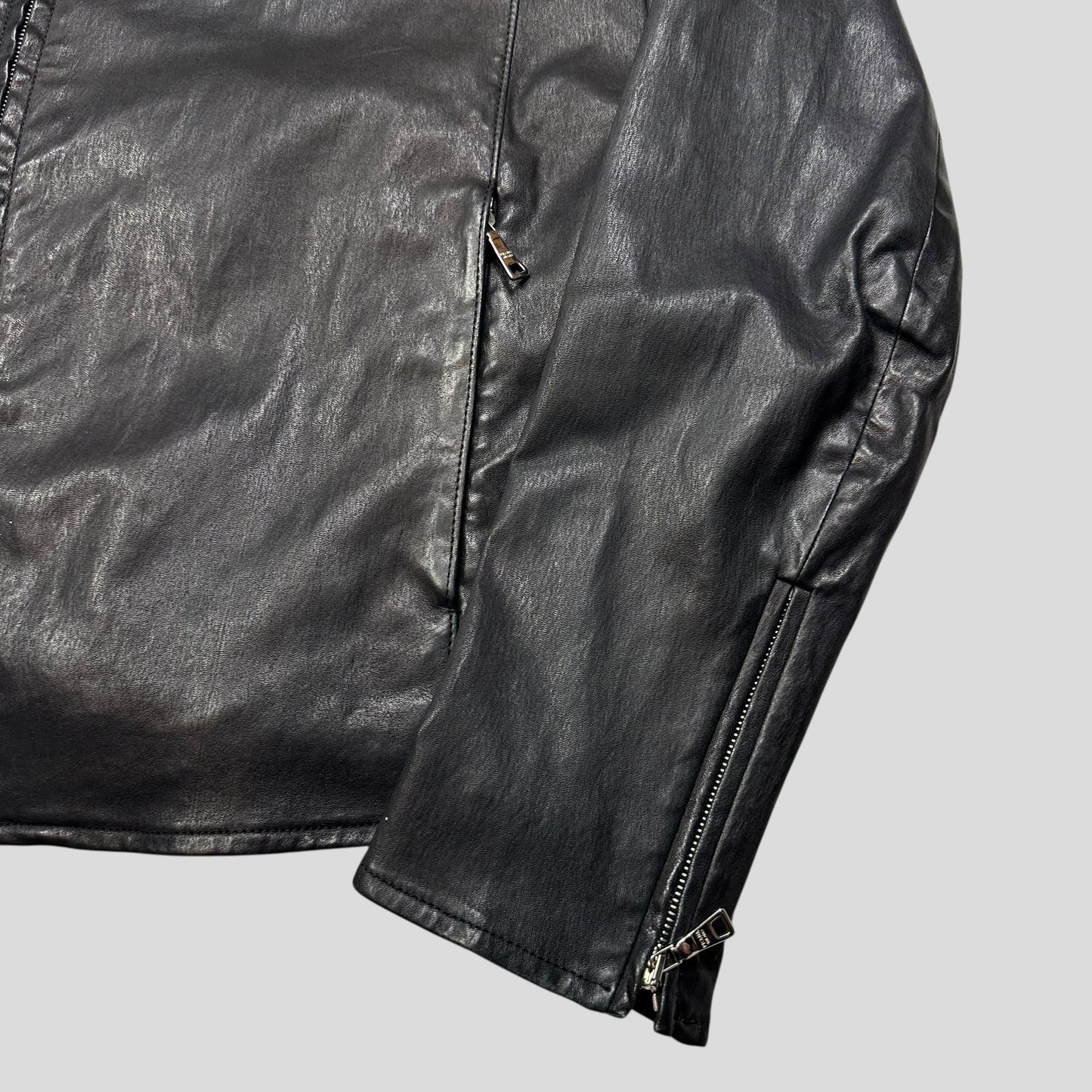 Prada Milano 2013 Lambskin Leather Biker Pocket Jacket - L