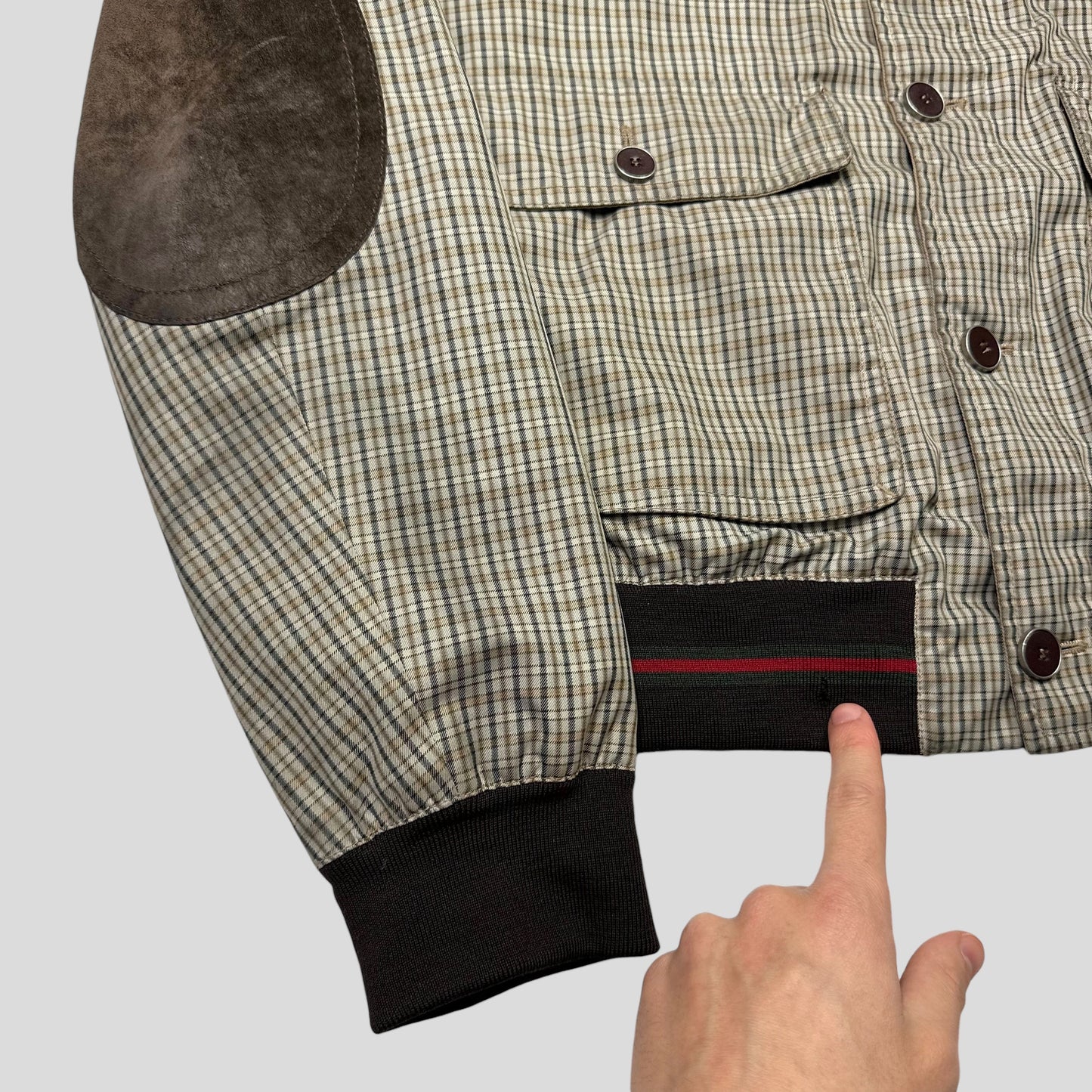 Gucci 2009 Plaid Web Leather Detailed Hunting Harrington - IT54 (L)