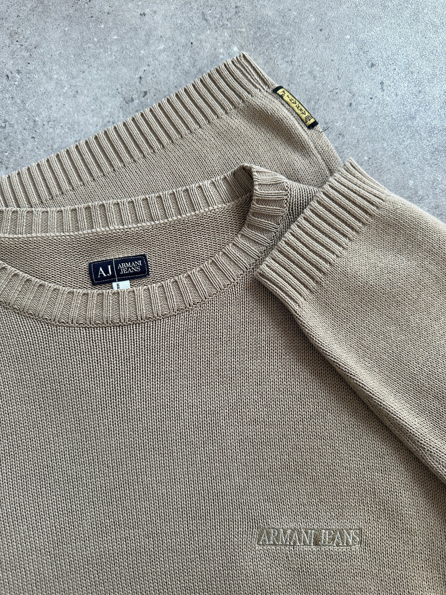 Armani Jeans 1990s Pure Cotton Logo Knitted Jumper - L