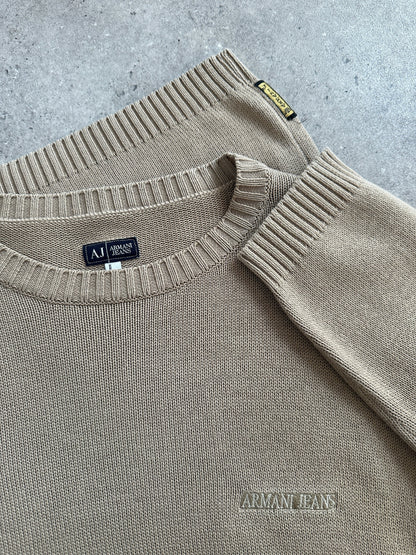 Armani Jeans 1990s Pure Cotton Logo Knitted Jumper - L