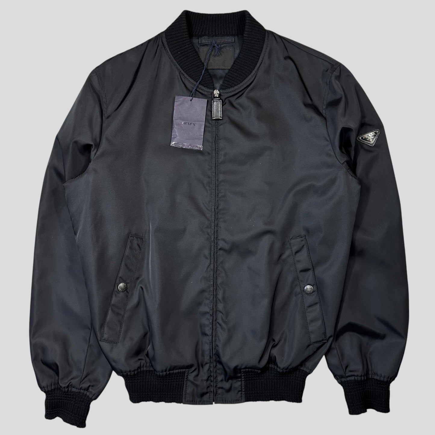 Prada Milano 2018 Black Gabardine Nylon Triangle Bomber - M | Default Title, Black