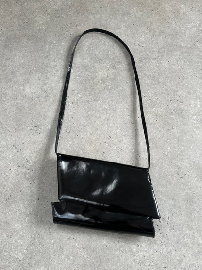 Charles Jourdan 1990s Asymmetric Patent Crossbody Bag