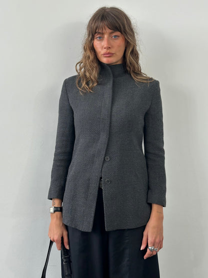 Emporio Armani 1990s High Neck Minimal Jacket - XS/S