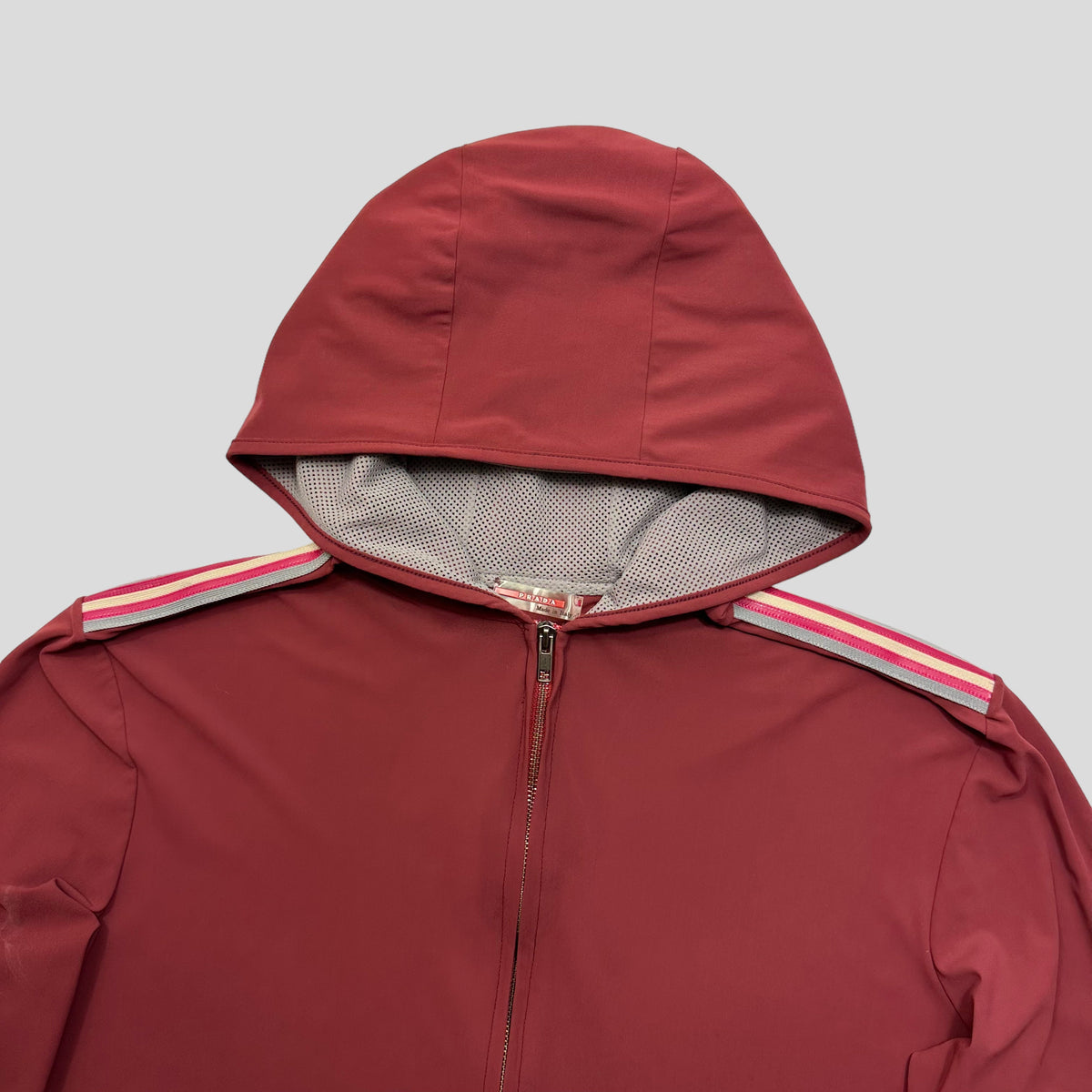 Prada Sport SS00 Nylon Gel Seam Technical Hoodie - XL | Burgundy