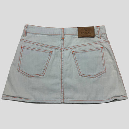 Gucci 2009 Denim Contrast Stitch Cargo Pocket Wraparound Miniskirt - IT38